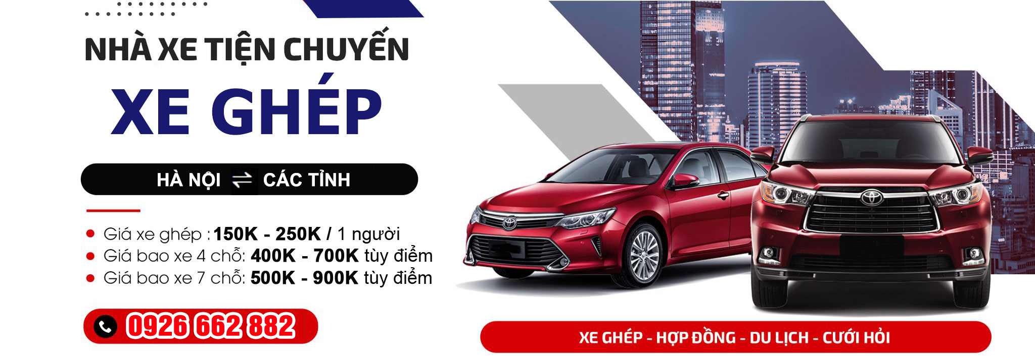 Dịch vụ xe ghép – tiện chuyến 4-7 chỗ, Nhà xe Khánh Thành
